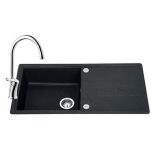 Black composite sink and tap