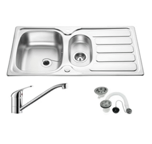 1.5 bowl stainless sink and tap