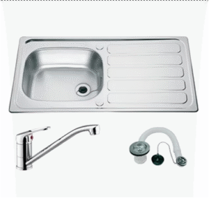 Stainless sink and tap