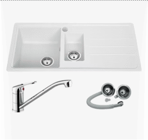 1.5 bowl white composite sink and tap